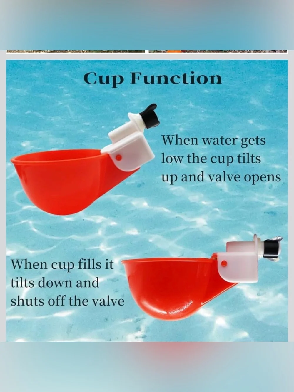 New Open Bag 12pack Chicken Waterer Cups, Poultry Water Feeder with Drill Bit